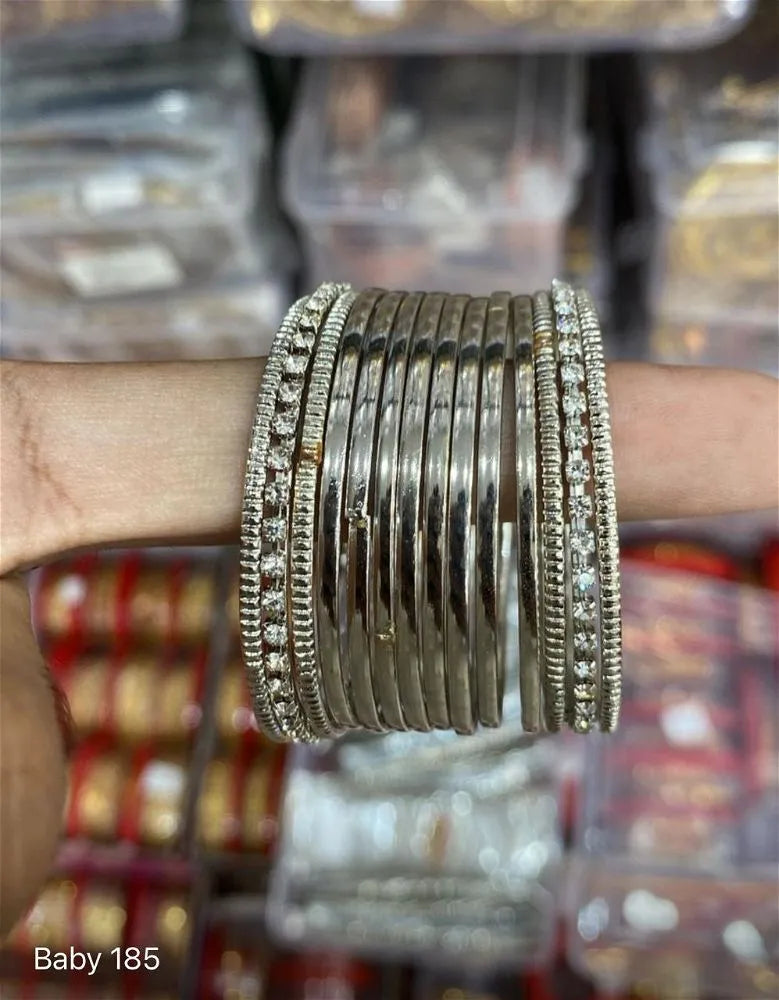 Silver bead bangles