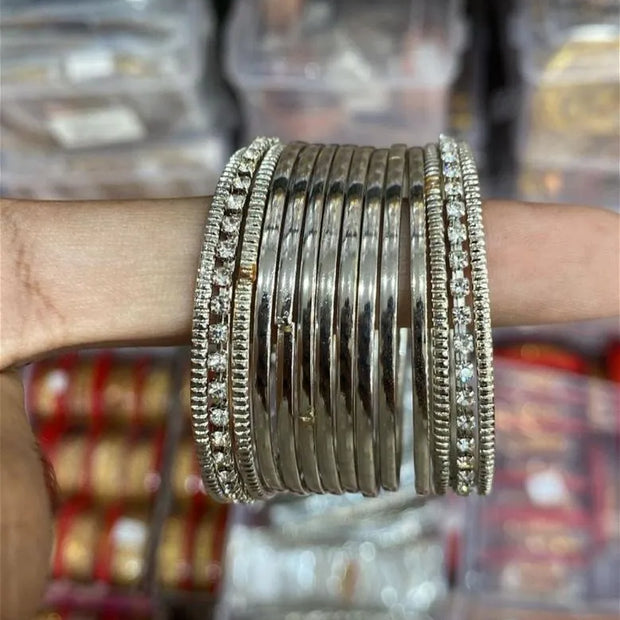 Silver bead bangles