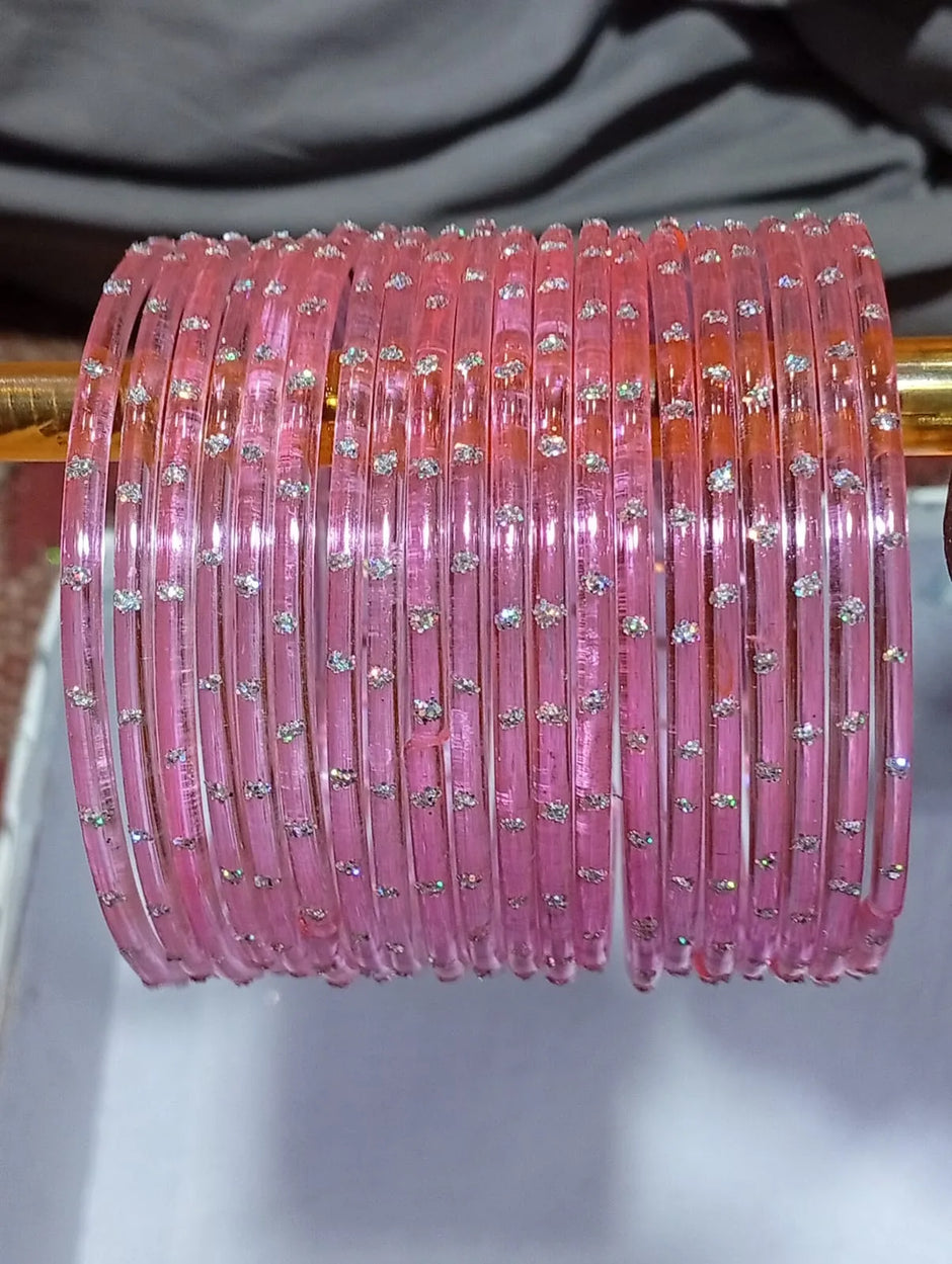 Light Pink rain drop Glass Bangles