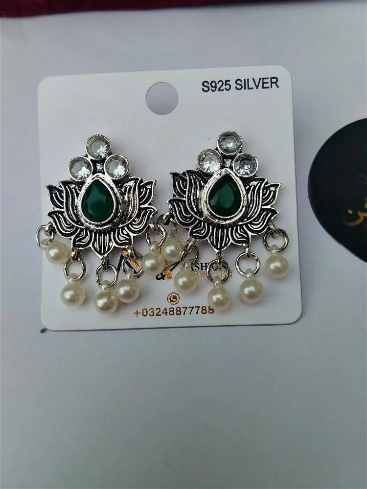 Green Taj Pearl Earrings