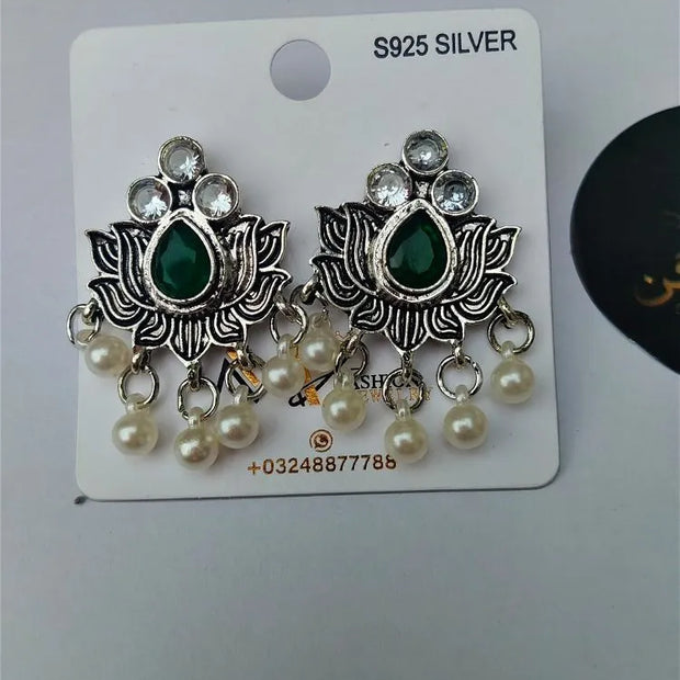 Green Taj Pearl Earrings