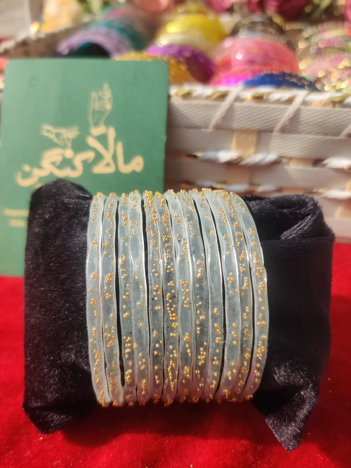 Rainbow  white glass bangles