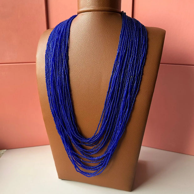 Radiant blue beads flow mala