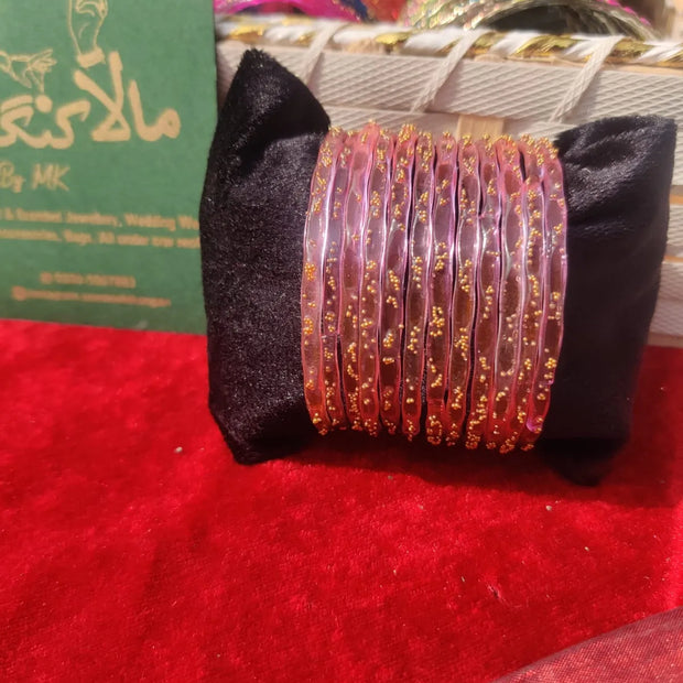 Rainbow pink  glass bangles