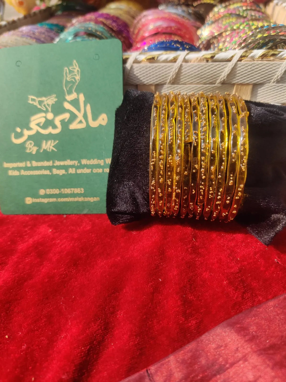 Rainbow dark Yellow glass bangles
