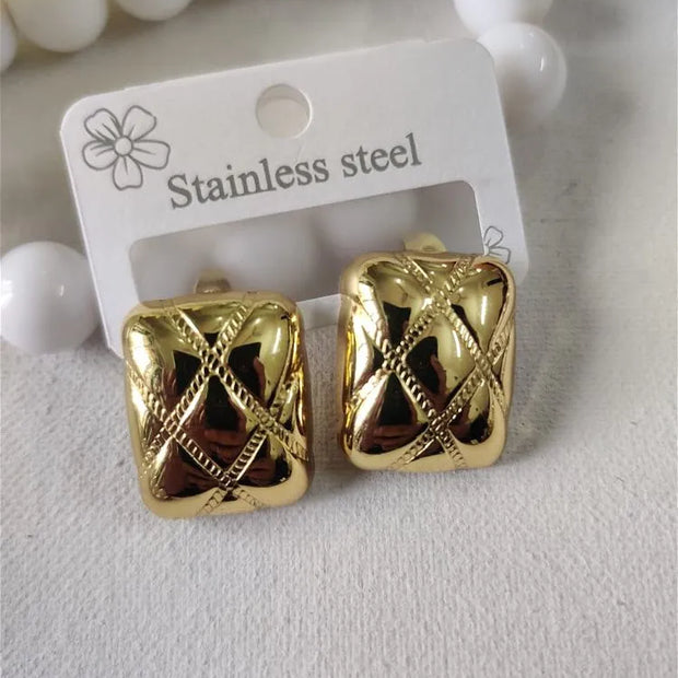 Square gold studs