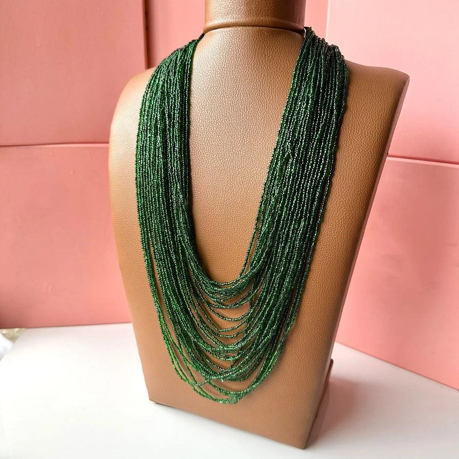 Radiant green beads flow mala