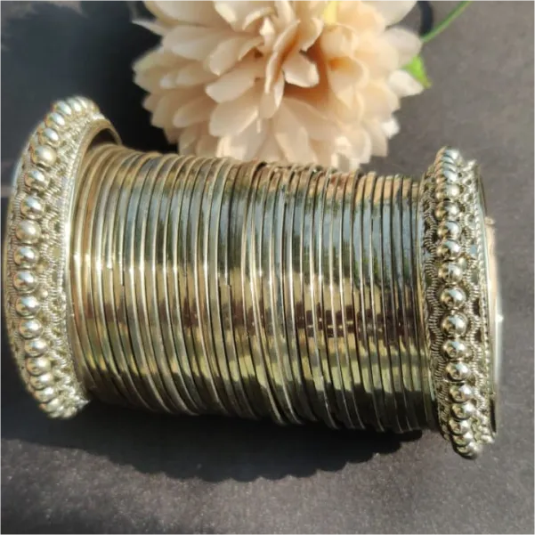 Aima Silver Steel Bangles Set