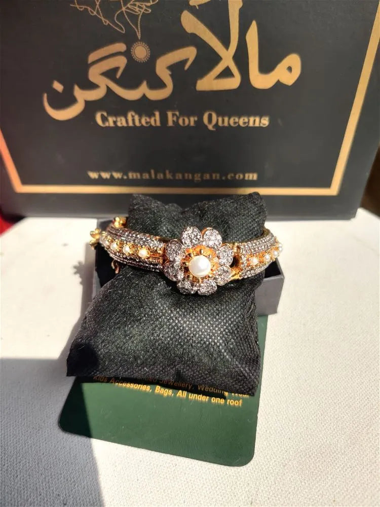 Designer  White Bracelet With Rodium Polish