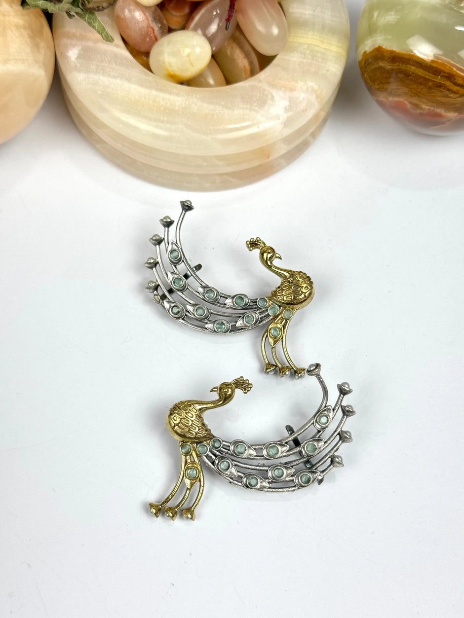 Peacock ear cuffs