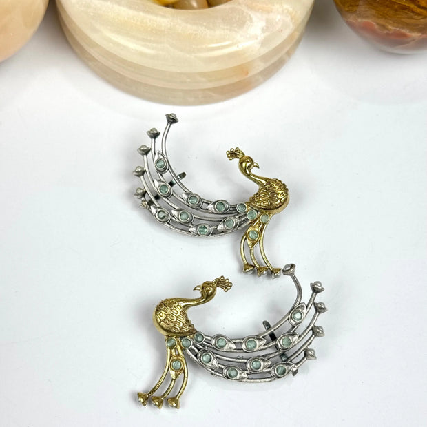 Peacock ear cuffs