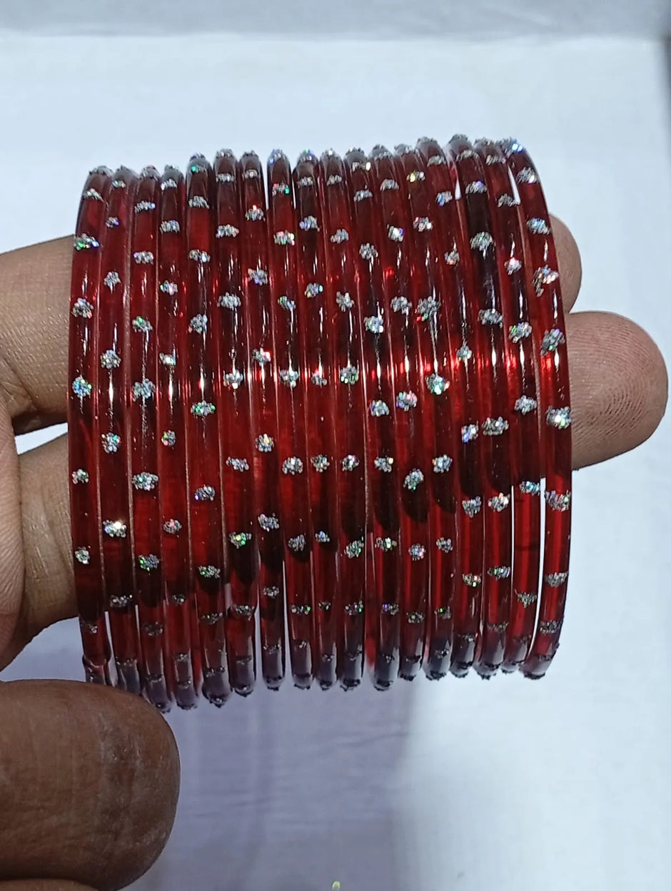 Mehroon rain drop Glass Bangles