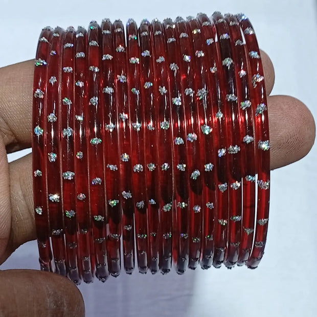 Mehroon rain drop Glass Bangles