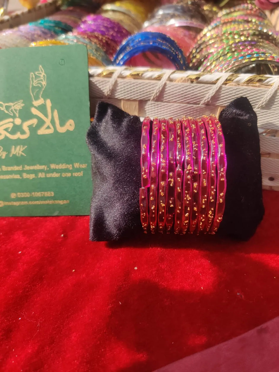 Rainbow Shoking Pink Glass Bangle