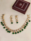 Green Moti Kundan Set
