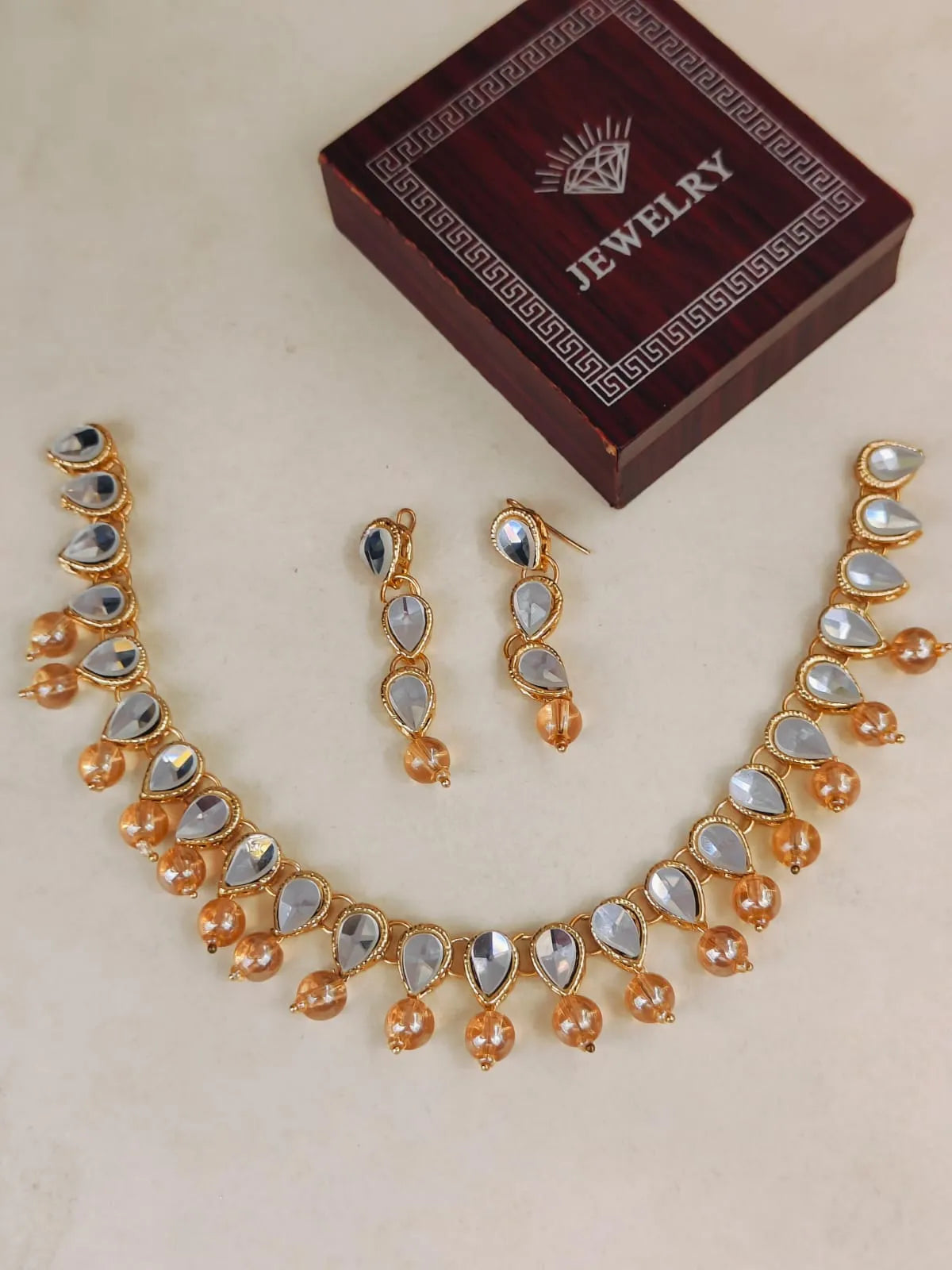 Golden Moti Kundan Set