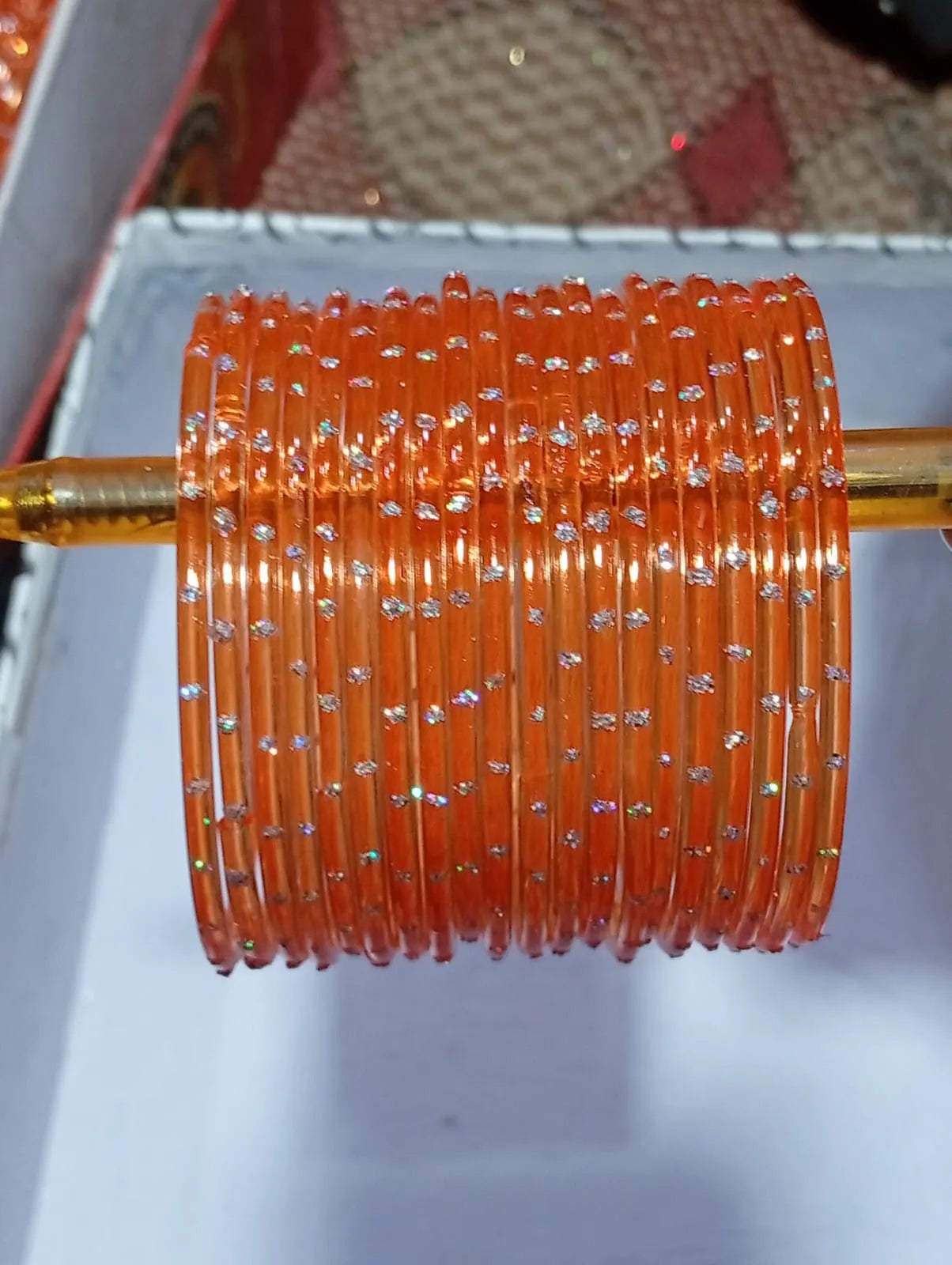 Orange Drak rain drop Glass Bangles
