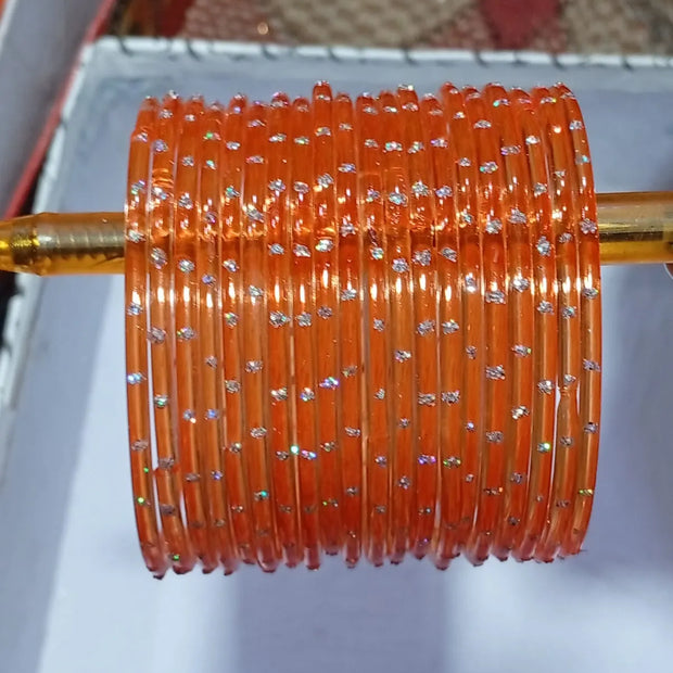 Orange Drak rain drop Glass Bangles