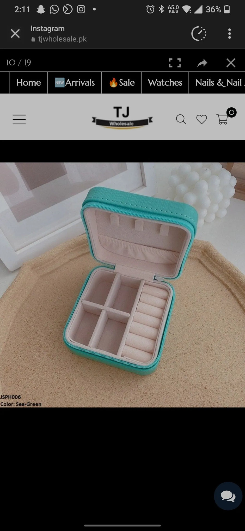 Square Sea Green Jewelery Box