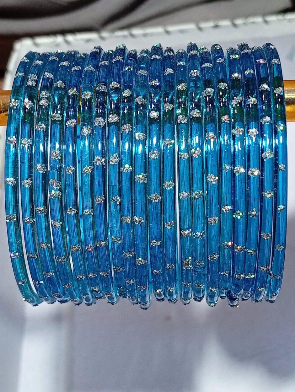 Light blue rain drop Glass Bangles