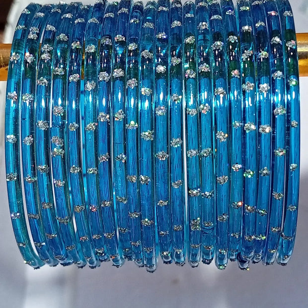 Light blue rain drop Glass Bangles