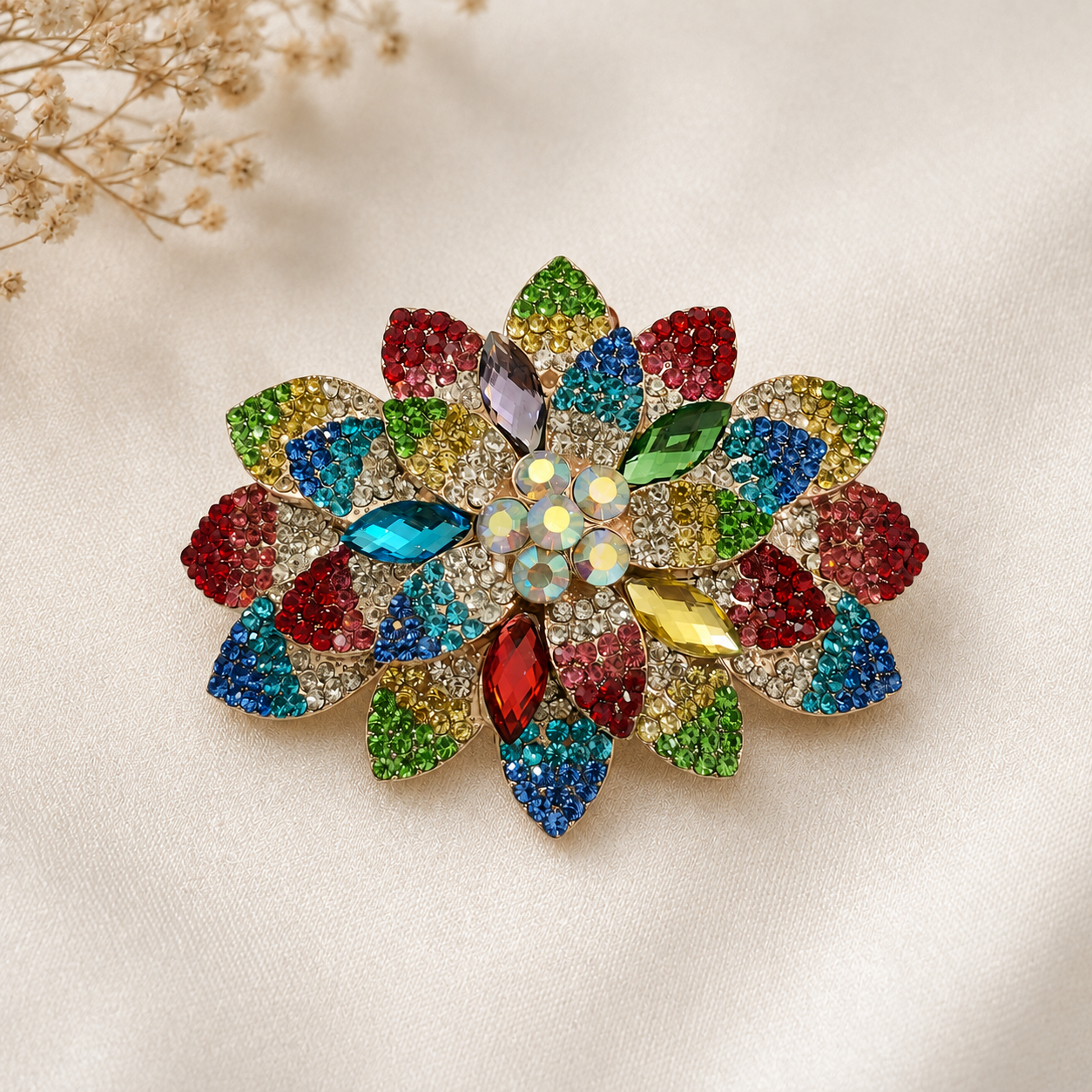 Crystal Flower Brooch