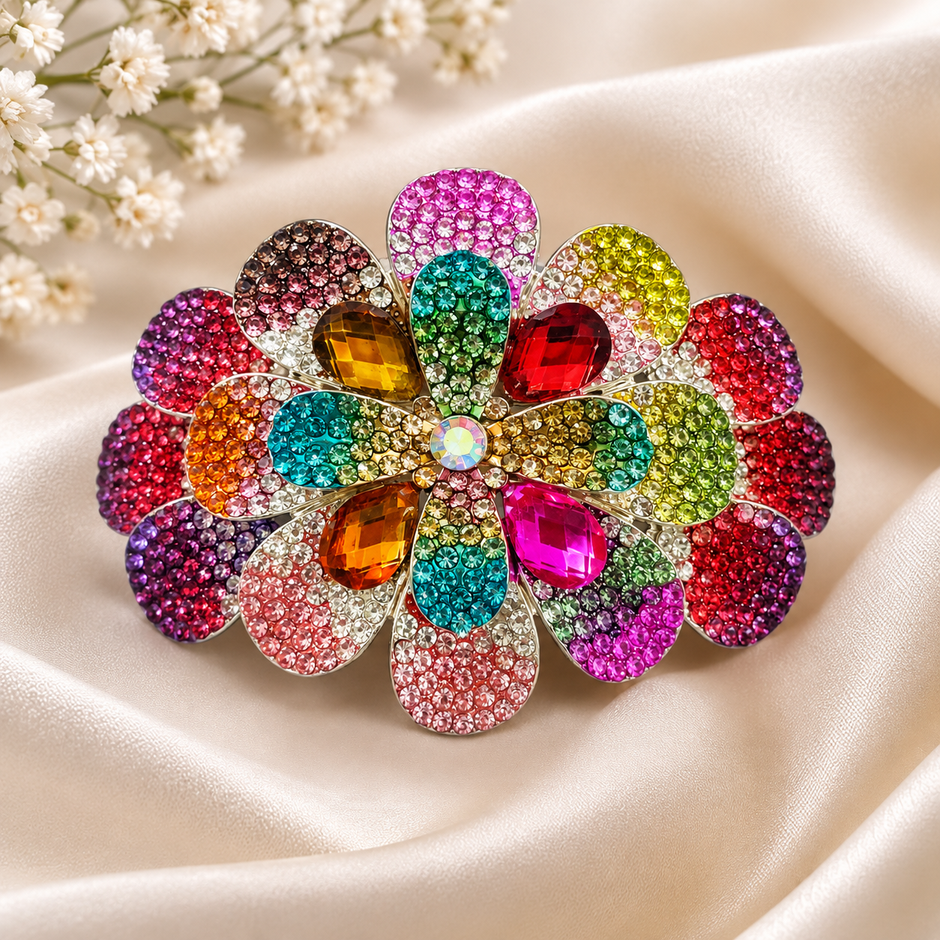 Rainbow Floral Clip