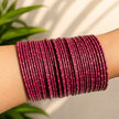Metal Pink Dotted Bangles