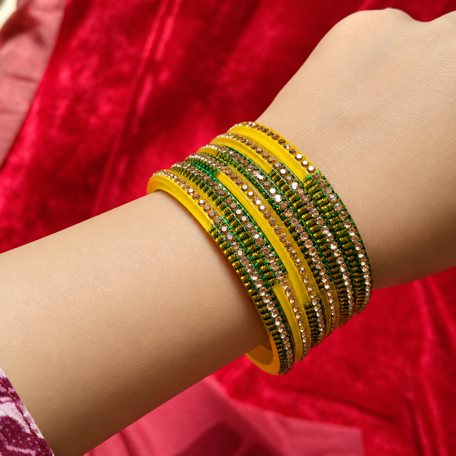 Yellow Beading Bangles