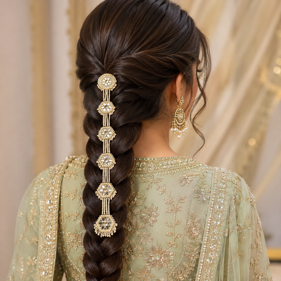 Pearl White Meatal Hair Paranda