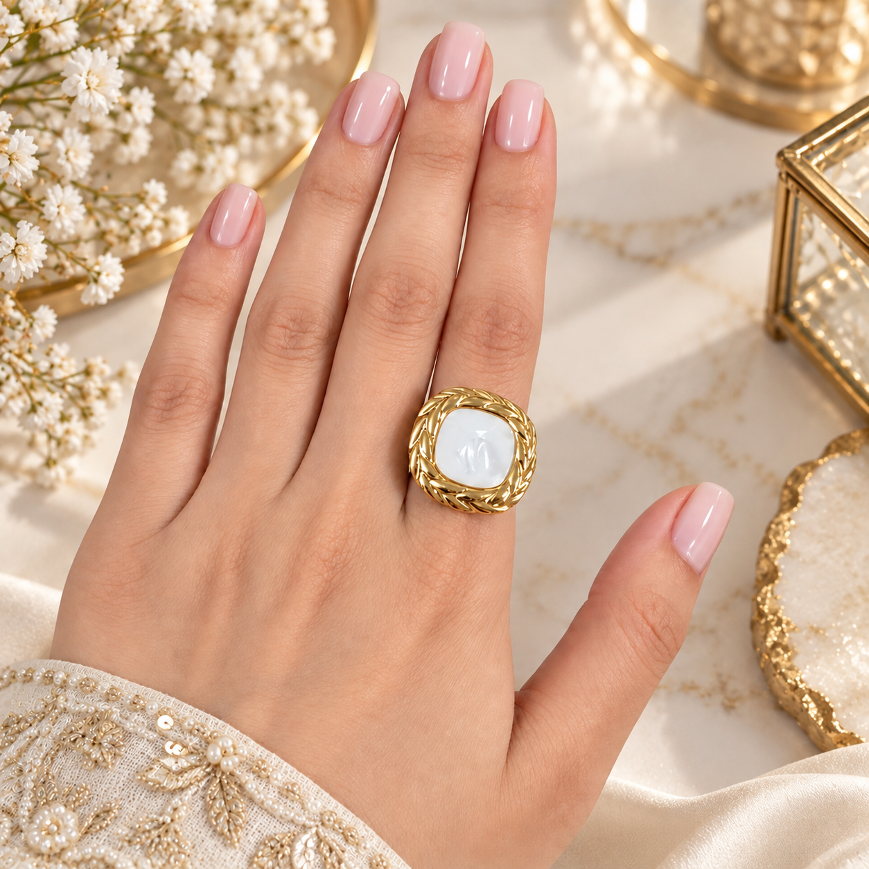 Golden Pearl Ring