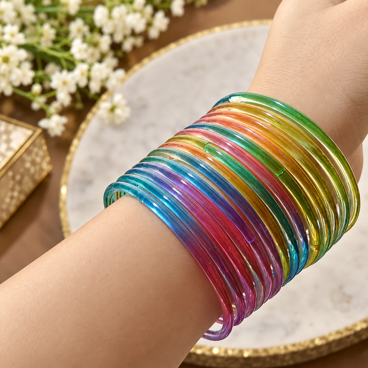 Rainbow Jelly Bangles