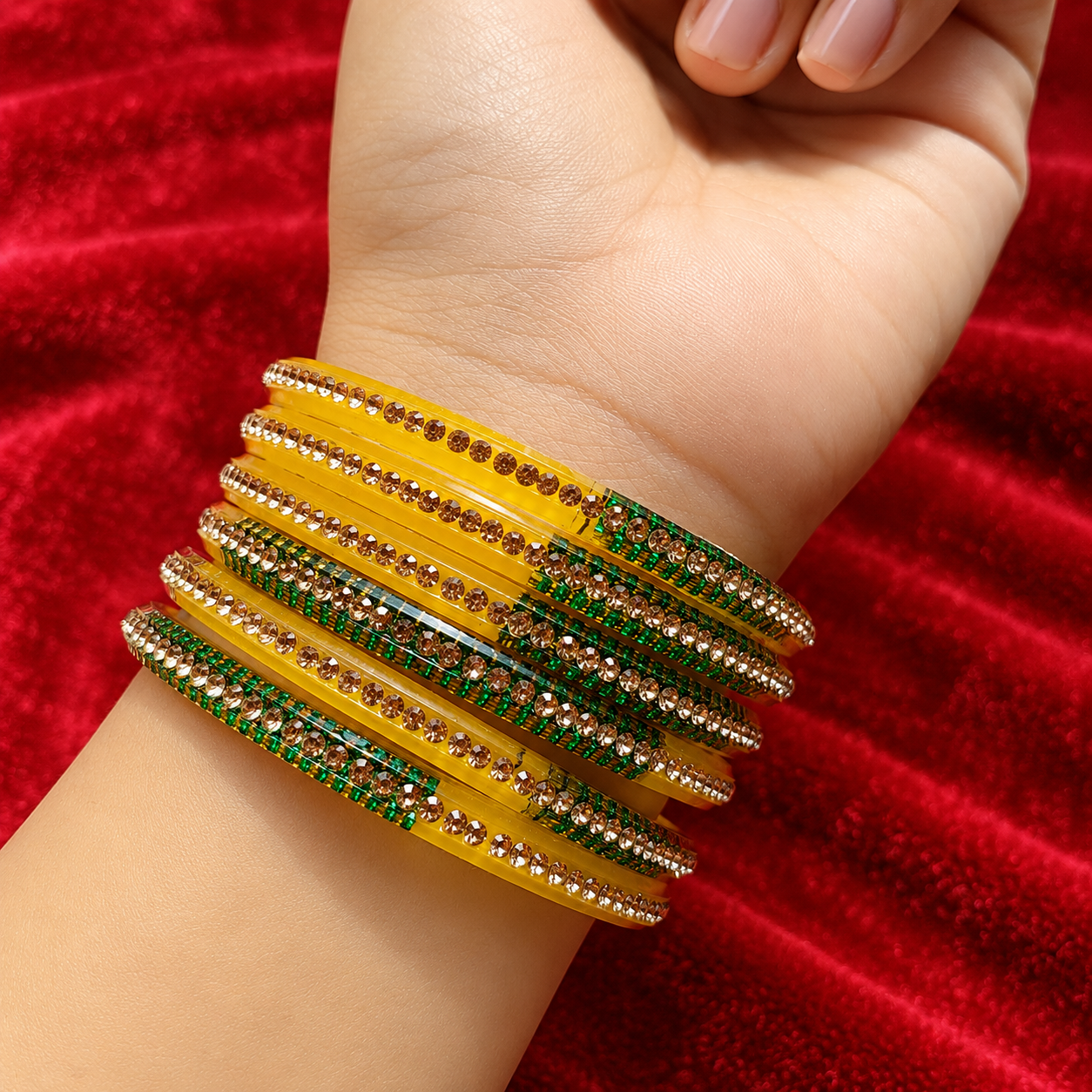 Yellow Beading Bangles