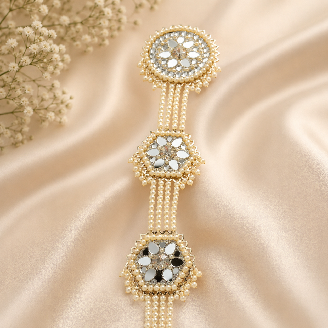 Pearl White Meatal Hair Paranda
