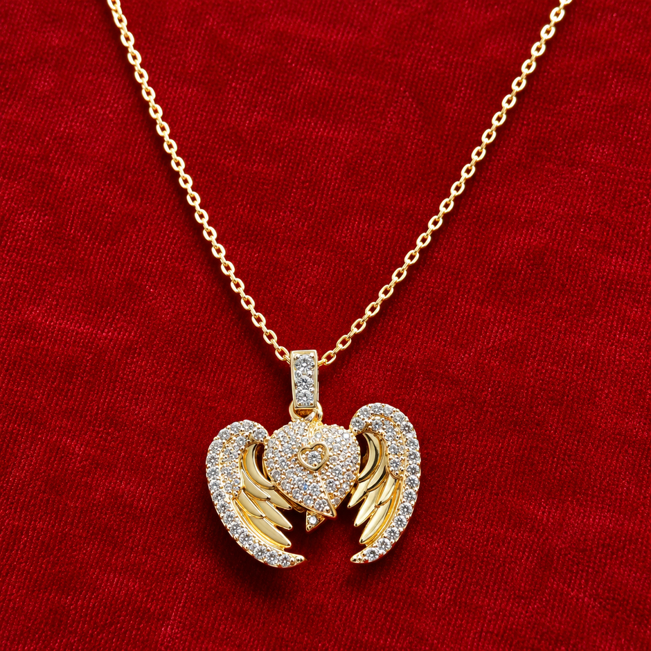 Sparkling Winged Heart Necklace