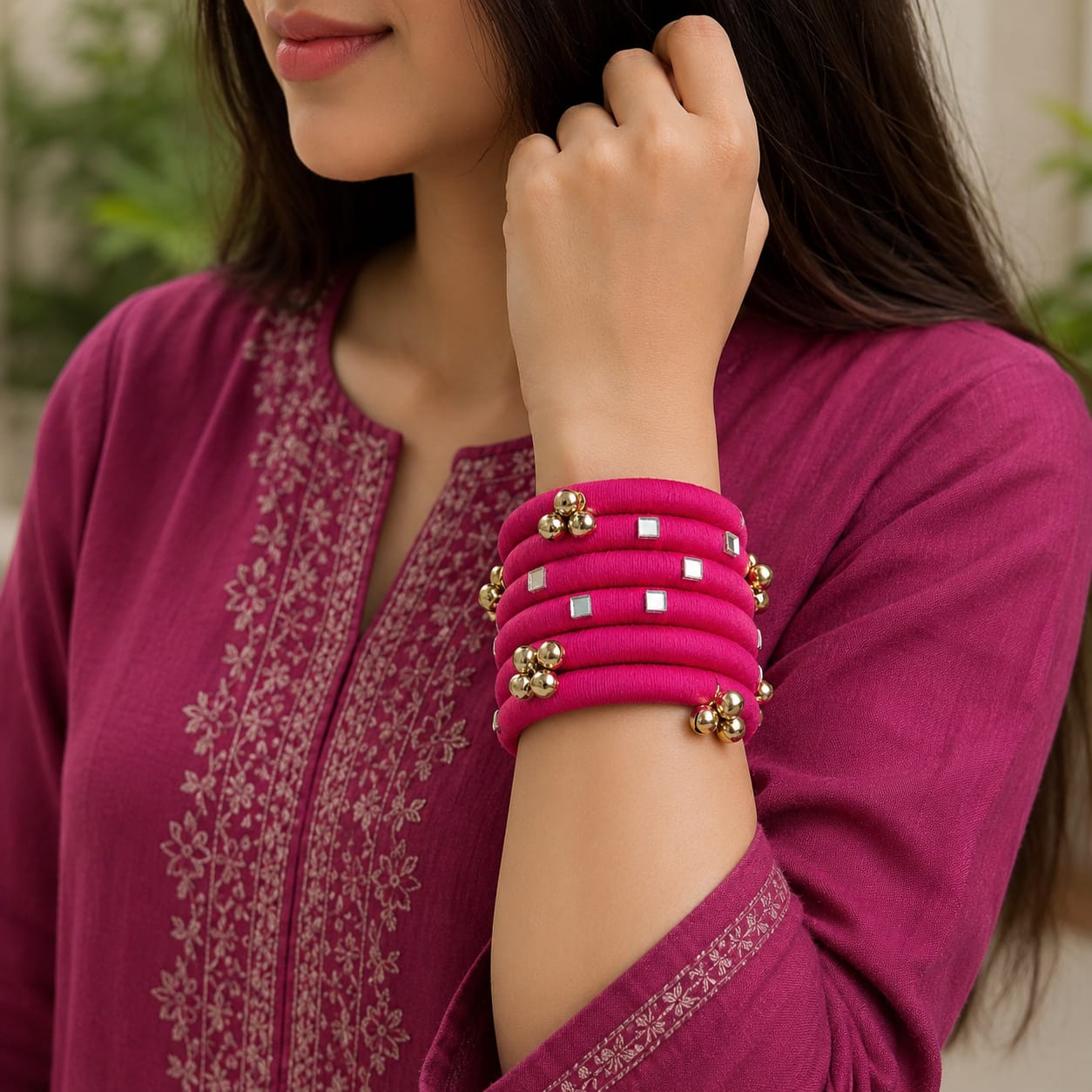 Pink Hand-Made Bangles