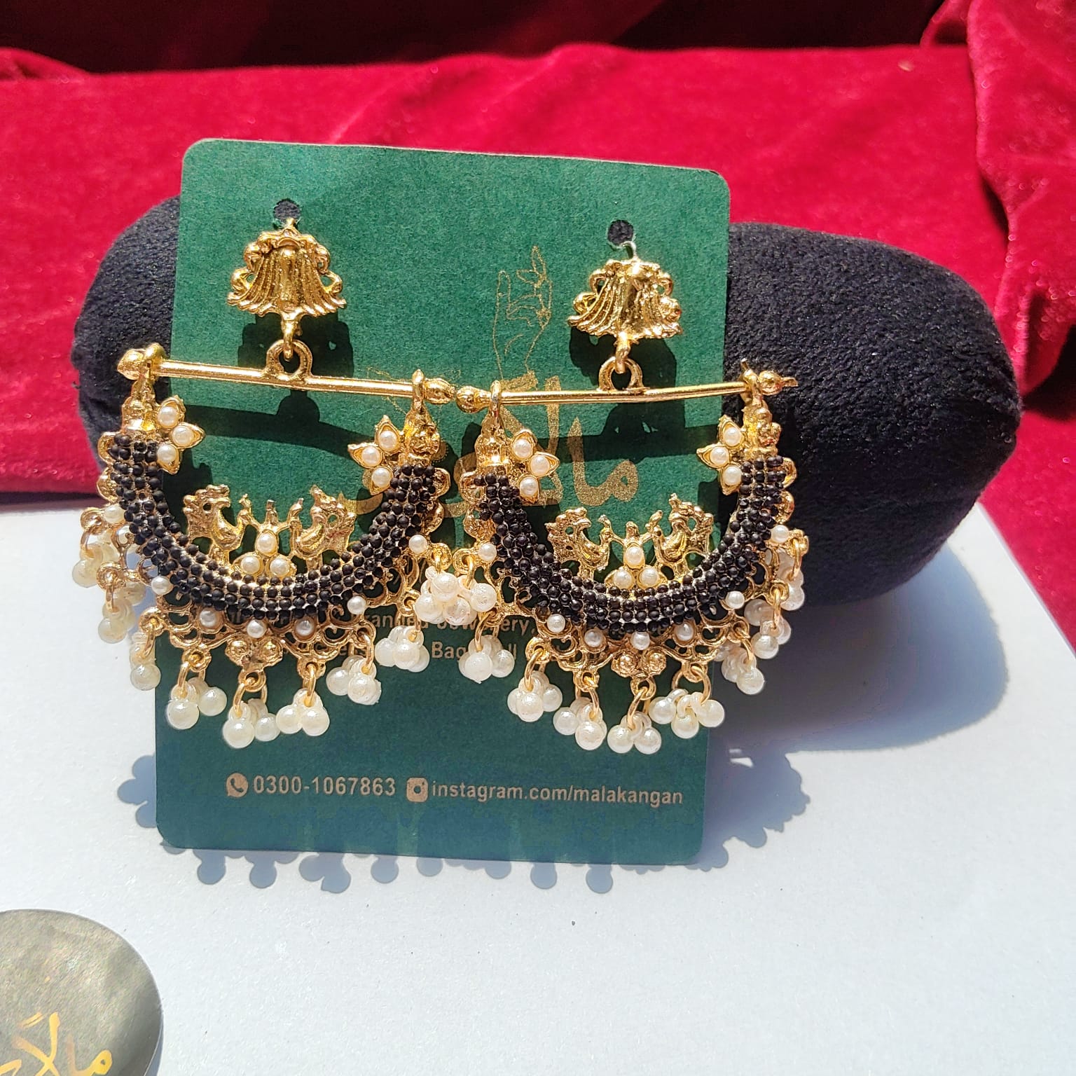 Golden Black Peacock Earring