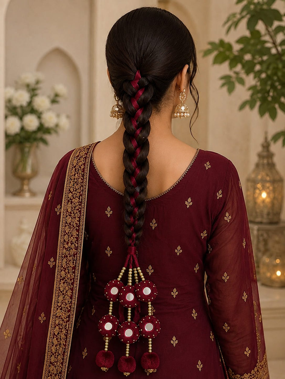Mehroon Hand-Made Paranda