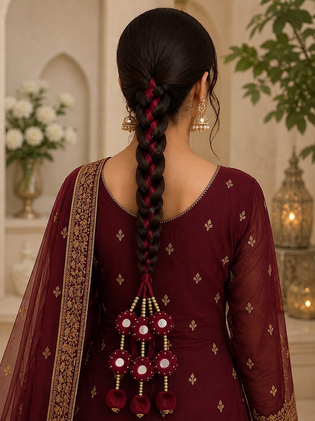 Mehroon Hand-Made Paranda