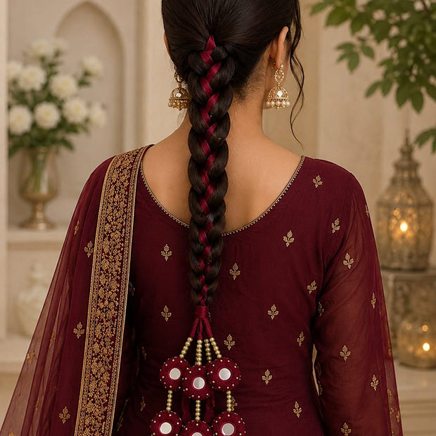 Mehroon Hand-Made Paranda