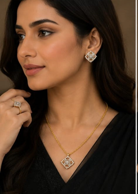 Gold Plated Kundan Necklace Set