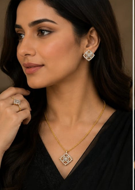 Gold Plated Kundan Necklace Set