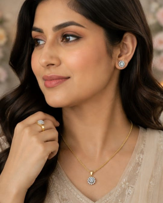 Gold Plated Crystal Locket Set