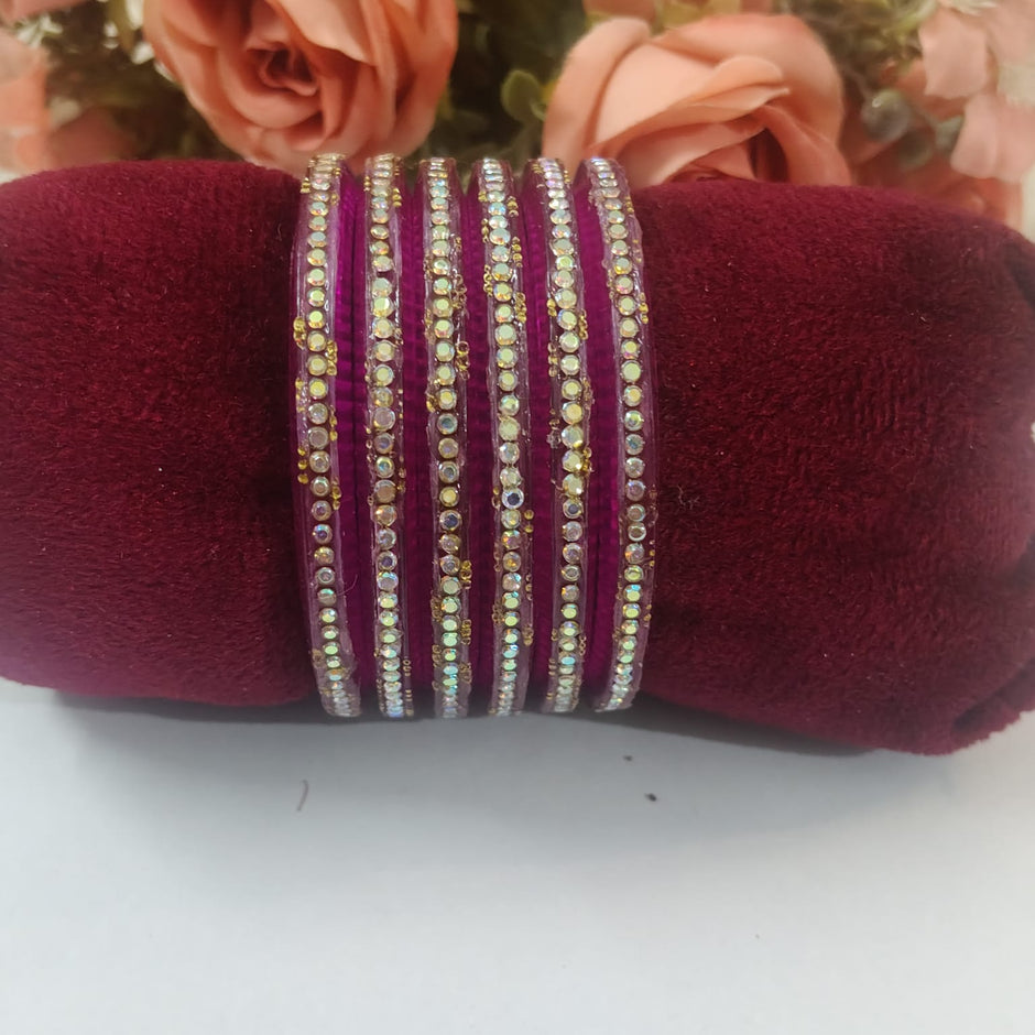Pink Stone Bangles