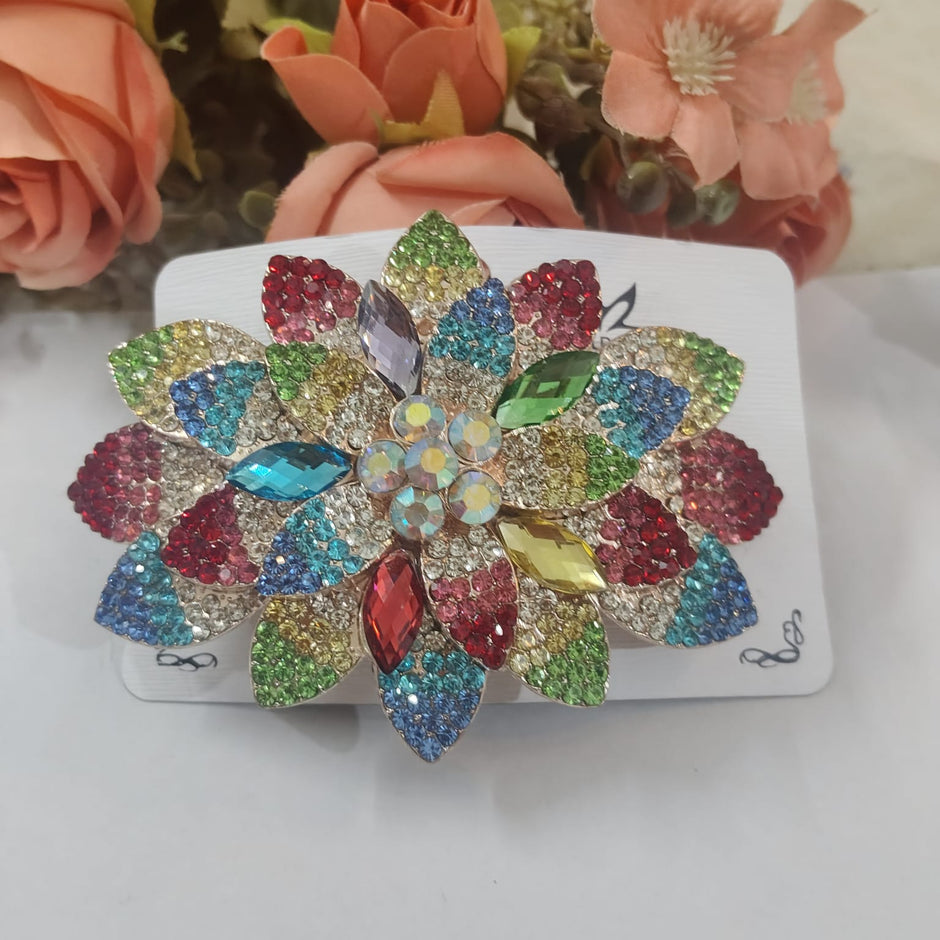 Crystal Flower Brooch