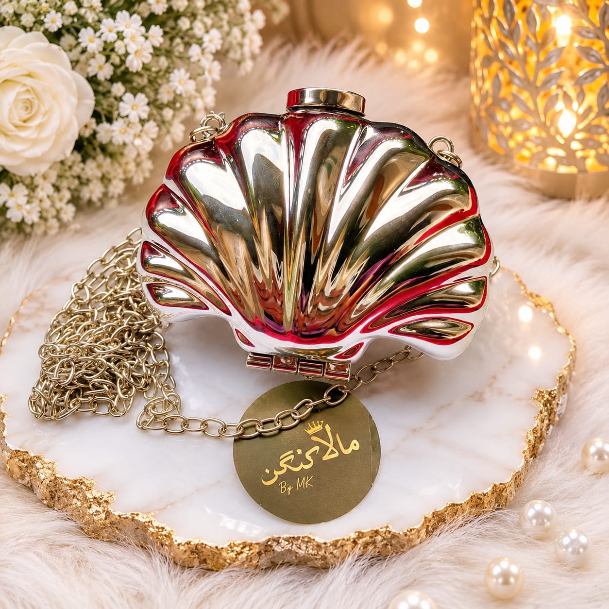 Silver Shell Clutch