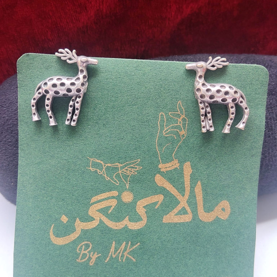 Oxidized Deer Earrings