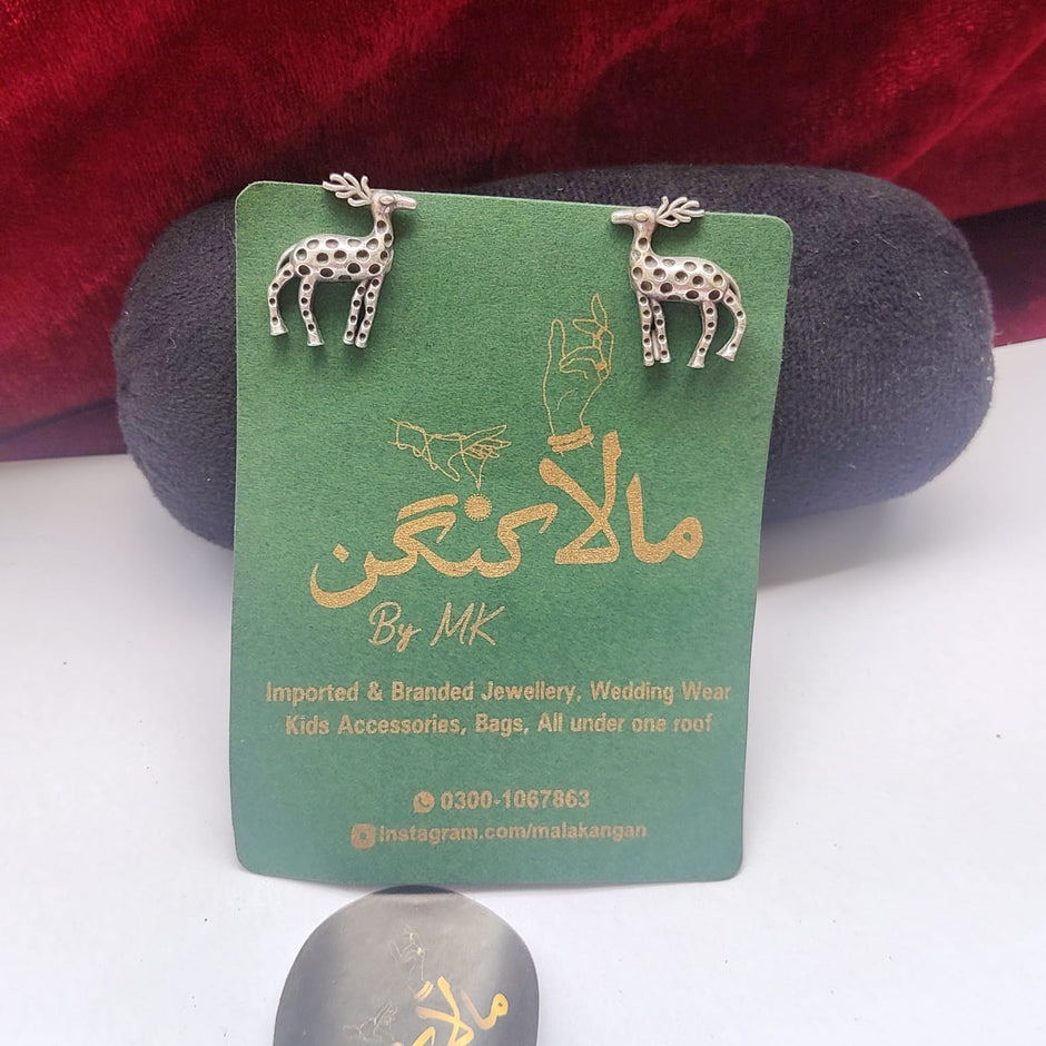 Oxidized Deer Earrings