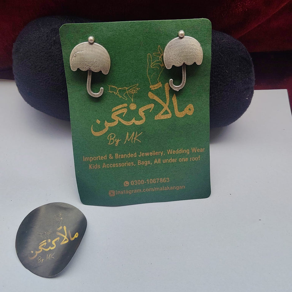 Oxidized Umbrella Earring