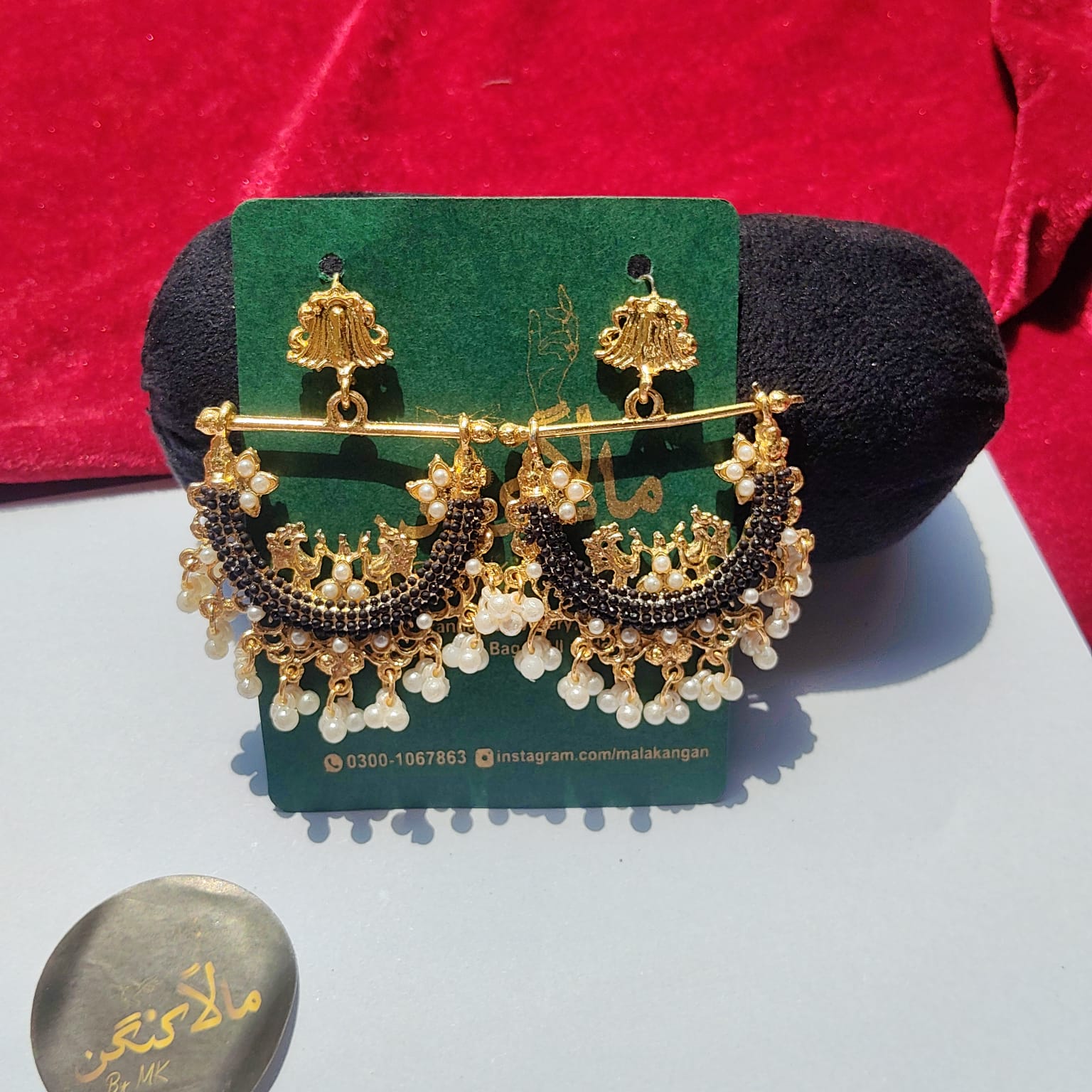 Golden Black Peacock Earring